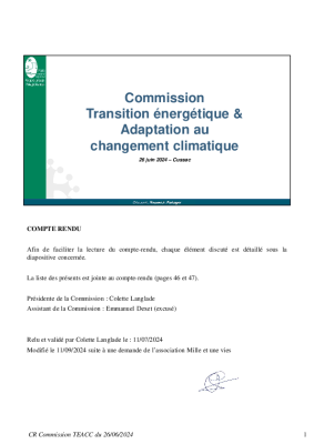 CR - Commission Transition énergétique & Adaptation au changement climatique du 26.06.2024