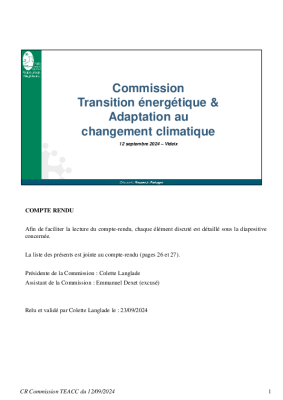 CR - Commission Transition énergétique et Adaptation au changement climatique du 12.09.2024